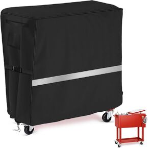 Patio Cooler Cart Cover Waterproof Fits for Most 80 Quart Rolling Cooler Cart Heavy Duty Polyeter Patio Ice Chest Protective Covers