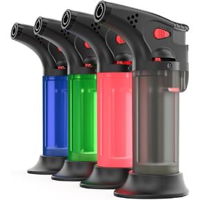 Torch Lighter Butane Refillable 2 Pack Triple Jet Flame Windproof Lighters - Without Butane