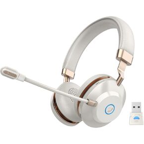 Wireless Headset, Bluetooth Headset with Microphone, AI Noise Canceling Mic & USB Dongle, 45 Hrs Working Time V5.3 Wireless Headphones with Mic Mute for PC/Laptop/Office/Call Center/Zoom/Home