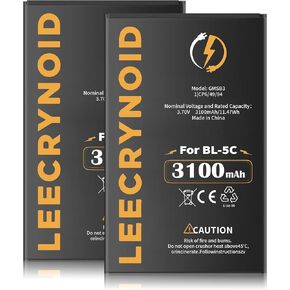 (2Pcs) BL-5C Battery,3.7V 3100mAh Ultra High Capacity Rechargeable Battery,Compatible with Nokia BL-5C Phone, Home Radio, Camera, TV Remote Control, GPS