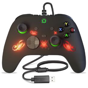 Conwin Game Controller متوافق مع الكمبيوتر الشخصي ، وحدة تحكم سلكية لـ Windows 10 ، منصة Steam PC ، جهاز تحكم الكمبيوتر الشخصي مع أزرار البرمجة ، مقبس الصوت ، زر Turbo ، RGB Light (Scorpion)