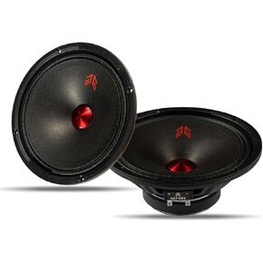 MX65E1 Loudspeaker 6.5 Inch Midrange 400 Watts 6 Ohms Red Bullet, Premium Quality Audio Door Speakers for Car or Truck Stereo Sound System, Black (2 Speakers)