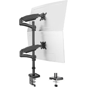 MOUNT PRO Vertical Dual Monitor Mount, Stacked Monitor Stand for 2 Computer Screens up to 32 inches, Fully Adjustable Gas Spring Display Desk Mount, Each Arm Holds up to 17.6lbs, VESA Mount
