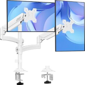 Dual Monitor Stand Height up to 26.6 inch, Monitor Desk Mount Holds up to 32 inch & 22 lbs Each, Gas Spring Dual Monitors Arm with C-clamp & Grommet Mounting, Freelift Black
