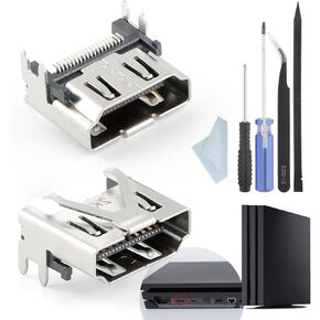 2pcs لـ PS4 Slim /PS4 Pro HDMI Port Replacement for Sony PlayStation 4 Slim PS4 Pro Socket Jack Interface Concratists Parts مع مجموعة إصلاح