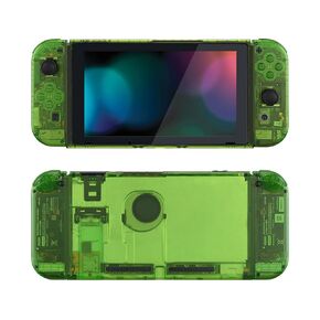 eXtremeRate Clear Green Front Back Plate for Nintendo Switch Console, NS Joycon Handheld Controller Housing with Full Set Buttons, Replacement Shell for Nintendo Switch - Switch NOT Included