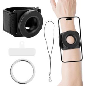 Magnetic Wrist Phone Holder, 360 Rotatable Armband Cell Phone Hand Strap Running Phone Wrist Band Stand Accessories Parts Compatible with iPhone 16 Pro Max 15 14 13 12 and Android