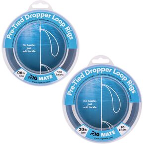 6 lb & 20 lb Bundle - 1 ea. 6 lb & 20 lb with 100 or 80 Pre-Tied Dropper Loop Rigs - Perfect for Saltwater & Freshwater Fishing