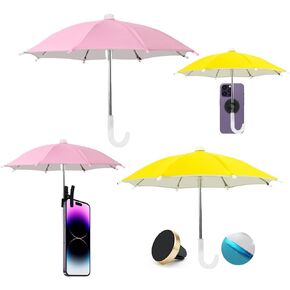 2 Pairs Magnetic Phone Umbrella,Foldable Portable Phone Umbrella,For Sun With Adjustable Clip, Outdoor Sun Shade Shield