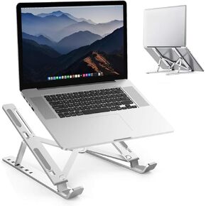 Adjustable Laptop Stand with 7 Height Levels, Aluminum Desk Riser, Portable and Foldable Notebook Holder for 9"-15.6" Laptops & Tablets