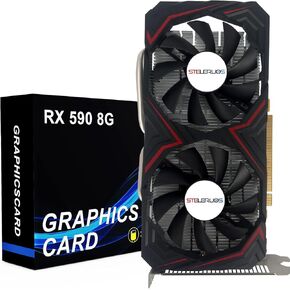 RX 590 Graphics Card 8GB GDDR5 Video Card 256bit PCI Express16X3.0 with Dual Cooling Fans,2304SP GPU DP/HDMI/DVI DirectX 12 Gaming Dual Freeze Fans for Desktop PC
