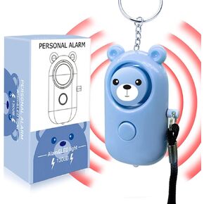 Personal Alarm Keychain - 130dB Safety Self Defense for Women Girl Kids Elderly, Multi-Function with LED Light, Cute Portable Security Safe Sound Siren (Blue)