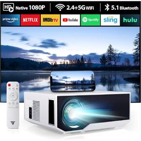 Projector with Wifi and Bluetooth, ZDK 2025 New Projector Native 1080P Full HD 4K Supported 15000L Mini Portable Projector, Compatible with Android/iOS/Laptop/TV Stick/HDMI/USB/PS5