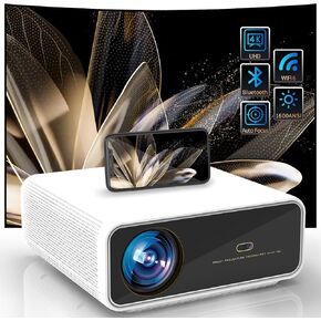 Smart Outdoor Projector with WIFI and Bluetooth 4K,1600ANSI,Auto Focus,DoIby Audio,ARC,PPT,Outdoor Movie Home Projector 4k HDR10+30W Speaker,50%Zoom,500''Display, Compatible w/ TV Stick,iOS,Android,PC