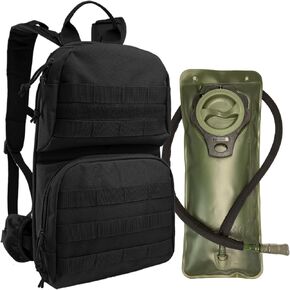 Hydration Pack, 10L Water Backpack with 2.5L Water Bladder, MOLLE System for Outdoor Hiking, Biking, Running, Black
