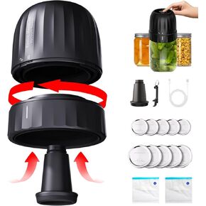 Electric Mason Jar Vacuum Sealer, Upgrade Auto Stop Electric Vacuum Sealer Kit, Wide and Regular Mouth Lids, Vacuum Sealer Machine for Food Storage with Opener & 5 Pairs of Lids