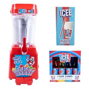 ICEE Home Countertop Slushie Maker, 4-Pack ICEE Syrups & 20 ICEE Paper Cups & Straws Bundle. Creates up to 34Floz of Ice Cold ICEE Slushy. Officially Licensed ICEE Merchandise.