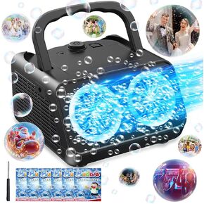 Bubble Machine,Upgraded Automatic Bubble Blower,Portable Bubbles Maker with 2 Fans,20000+ Bubble per Minutes, Bubble Blower Powered by Plugin/Battery for Indoor Outdoor Xmas Party Birthday Wedding