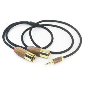 NewFantasia 4.4mm Balanced Male to 2 XLR Male Audio Adapter Cable 6N OCC Copper Silver Plated Cord Walnut Wood Shell 4.4mm to 2 XLR Balanced Cable 1m/3.3ft/39inches