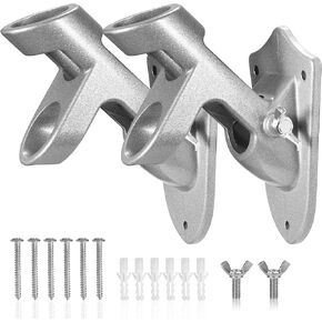 Flag Pole Holder Brackets, BONWIN 1" Flag Pole Mounting Bracket with Hardwares for House Wall Mount, 1" Inner Diameter, Two Positions & Aluminium Alloy, Rust Free Coated (White - 1 Pack)