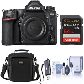 Nikon D780 FX-Format DSLR Camera, Bundle with 64GB Memory Card, Card Reader and Shoulder Bag