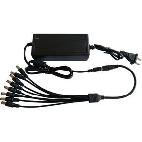 Security Camera Power Supply AC100-240V to DC 12V 5A 60W Adapter with 8-Way Splitter Cable for AHD CCTV DVR NVR System