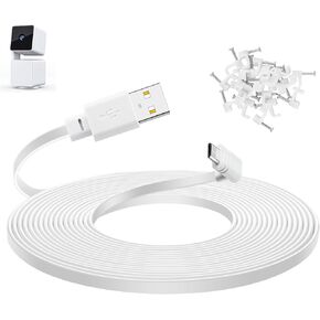 Smays 50 ft Extension Cable for WYZE Cam Pan v3 Outdoor Camera, Long Micro USB Power Adapter Cord, 90-Degree Black