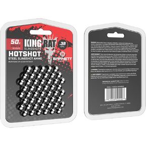 Barnett King Rat Slingshots, Stainless Steel Slingshot Ammo Slingshots, Hunting Quality.38 Caliber, 50 Count,Silver