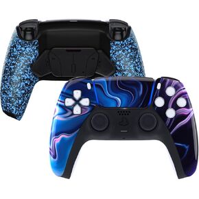 eXtremeRate Origin of Chaos Faceplate Touchpad & Texrued Blue Programable RISE4 Remap Kit Compatible with ps5 Controller BDM-010 BDM-020 - Controller NOT Included