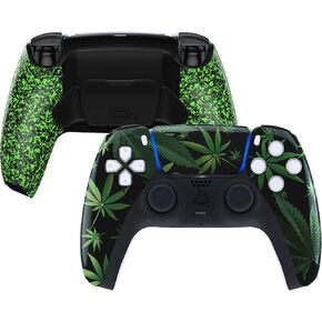 eXtremeRate Green Weeds Faceplate Touchpad & Textured Green Programable Rise Remap Kit Compatible with ps5 Controller BDM-010 BDM-020 - Controller NOT Included