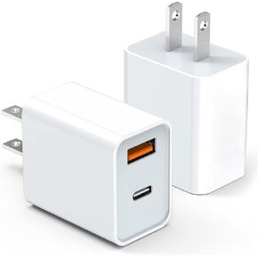 2 Pack USB C Charger Block, for iPhone Charger Block,20W Durable Dual Port PD+QC 3.0 Power Adapter,Power Adapter Cube for i Phone 16/16 Pro/16 Pro Max/16 Plus/15/14/1 3, XS/XR/X,Samsung, More