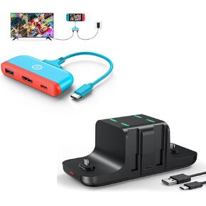 Dock Charger Controller Newdery لوحدة التحكم Nintendo Switch Pro و Joy Con ، النوع C إلى 4K HDMI Hub Switch Adapter لـ Nintendo Switch OLED/Steam Deck/Samsung Dex