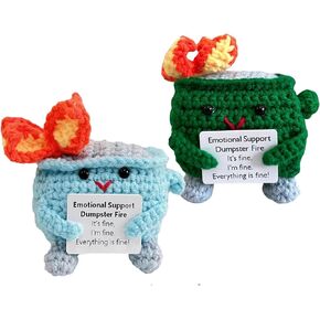 Emotional Support Dumpster Fire, Handmade Crochet Dumpster Fire Doll, Knitted Dumpster Fire Ornament Toy, Christmas Decoration Gift for Friends Birthday Home Decor (Multicolor(9pcs))
