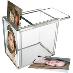 Acrylic Photo Picture Frames, 2x3 Photo Storage Containers Box with Magnetic Lid, Photo Case Organizer for Polaroid, HP, Canon, Kodak, Lifeprint,Fujifilm 2x3" Mini Instant Print Photos, Clear