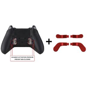 eXtremeRate Enhancement Metal Pad Kits + Metallic Scarlet Red Stainless Steel Paddles for Xbox Elite Series 2, Elite Series 2 Core Controller (Model 1797)