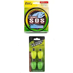 Leland's Lures Trout Magnet S.O.S. Fishing Line, Fishing Equipment and Accessories, 350 yds, 2 lb Te & Trout Magnet E-Z Trout Float Fishing Bobbers, Easy Depth Adjustment