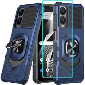 for Cricket Debut S3 2024 / ATT Vista 2 2024 Case with 1 Pack Screen Protector,Dual Layer Hybrid Heavy Duty Protection,Sleek Rugged Reinforced Cushion Corner Kickstand Shockproof Bumper Cover Red