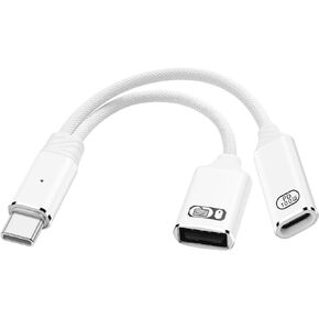 SinLoon USB C to USB OTG Adapter 1 in 2 Splitter USB C Male to USB A Female with 100W PD Charging Cable Type C OTG Female for Smartphone, Tablet, Laptop, etc
