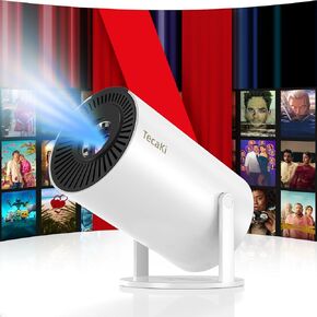 [Netflix Officially Licensed&AI Auto Keystone] Mini Portable Projector with 1080P 4K Supported, Tecaki Smart Video Projector Dual-Band WIFI6 Wireless Bluetooth 5.2, 180°Rotatable Home Theater Outdoor