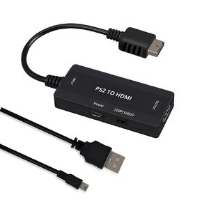 Tectinter PS2 to HDMI Adapter - PS2 HDMI Converter Cable for PlayStation 2/PS1/PS3,True YPbPr HD Signal Output, Support 4:3/16:9 Screen,USB Cable as Power