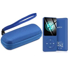 AGPTEK A02S 16GB MP3 Player Blue + Blue Zipper Carrying Hard Case