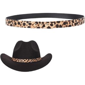 PU Leather Hat Band for Cowboy Hat Stylish Leopard Cowgirl Hat Fedora Panama Strap Belt Replacement Hat Jewelry for Women Men (Hatband Only)