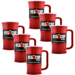 Red Beer Party Party Glass Tumbler 24oz | البيرة غير القابلة للكسر Stein Stein لإعادة الاستخدام لتوصيلات الشرب عيد ميلاد ، الذكرى السنوية ، سفر Tumbler Big Grip Outdoors | غسالة الصحون آمنة عيد الفصح الاحتفالات الضرورية