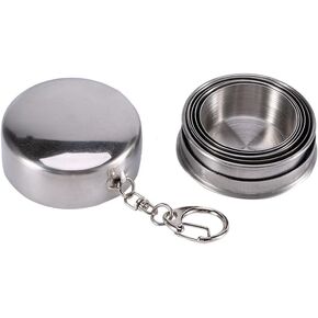 Stainless Steel Collapsible Cup Travel Folding Cup Camp Keychain Retractable Outdoor for Travel (S)