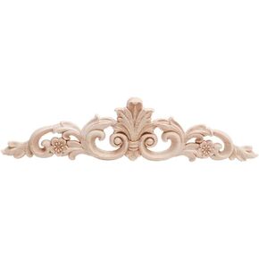 Wood Carved Long Onlay Applique Unpainted Frame Door Wall Home Furniture Decor (08, 40×4cm/15.75×1.57inch)