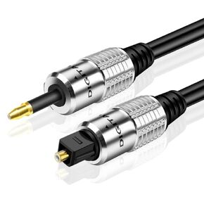 TNP Products 3 Feet Mini Toslink to Toslink Digital Optical Audio Cable - Adapter Converter Jack Wire Cord for Chromecast Audio, AV Receiver, Computer & More