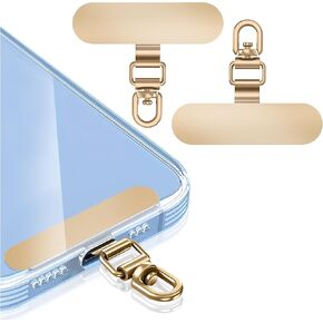 ZXZone Metal Phone Tether Tab, Anti-Scratch, Metal Phone Patch, Universal Cellphone Lanyard Pad for Full Phone Cases, 2 Pieces (TS) (Gold)