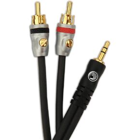 D'Addario Accessories Stereo Cable - Audio Cable - Dual RCA to Stereo Mini Cable - 5 Feet/1.52 Meters - 1 Pack