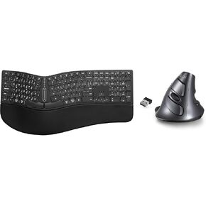 DeLUX Rechargeable Wireless Thin Full Size Ergonomic Keyboard with Backlit and Vertical Mouse Combo