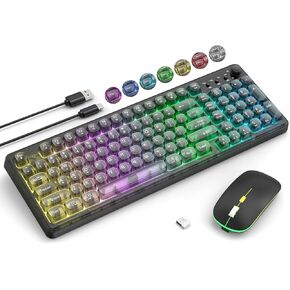 2.4G Wireless Keyboard and Mouse, Wireless Keyboard and Mouse Combo, Click Soft, 2.4GHz Cordless Connection for Windows/PC/Laptop (Black)